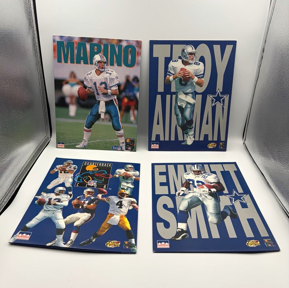 Starline NFL Football Folder 1997 lot of 4 Dolphins Cowboys Marino Aikman Smith